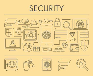 Güvenlik için satır tasarım kavramı yatay banner