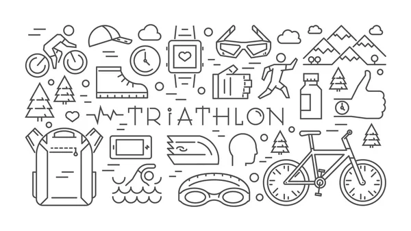 Línea horizontal banner triatlón. Concepto de deporte vectorial. Vector l — Vector de stock