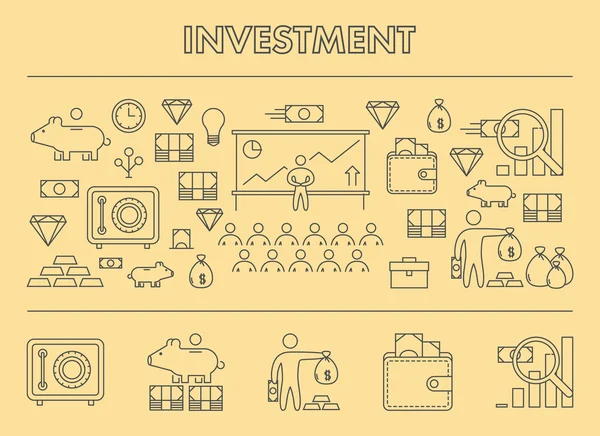 Lijn ontwerp concept horizontale banner voor investeringen — Stockvector