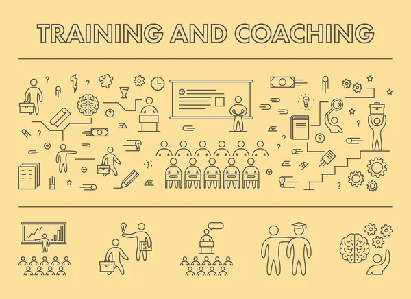 Linia projekt koncepcji baner dla szkolenia i coaching — Wektor stockowy