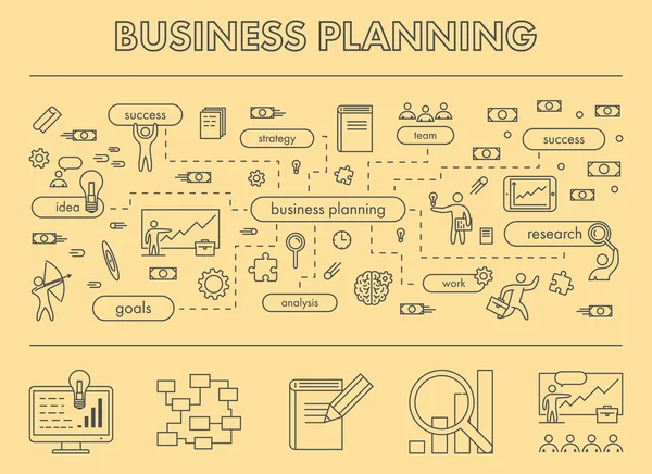 Bannière de conception de ligne pour la planification d'entreprise — Image vectorielle