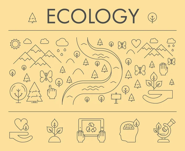 Linie horizontales Banner und Konzept für Ökologie. Vektordesign ic — Stockvektor