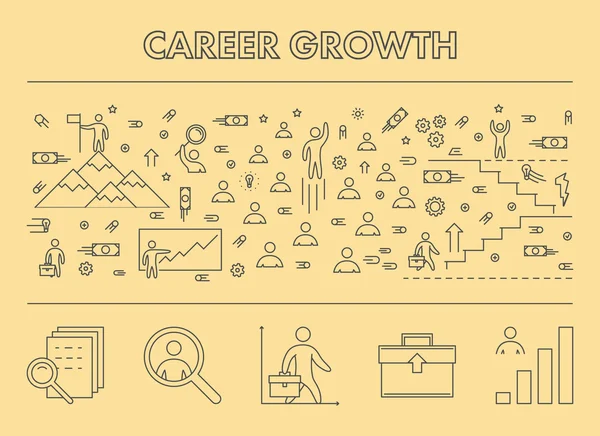 Banner web conceito de design de linha para o crescimento da carreira —  Vetores de Stock
