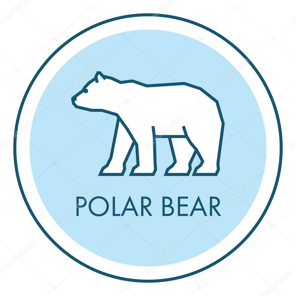 Vector line icon polar bear. Isolated flat symbol, label and badge