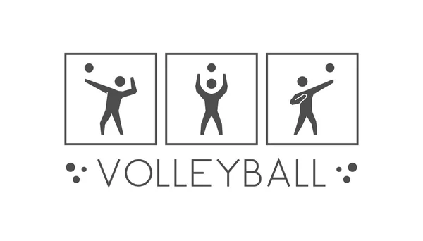 Vector black volleyball logo and icons. Silhouettes of figures v — Stockvector