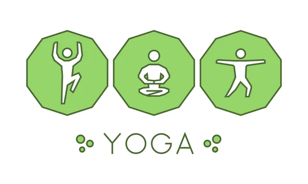 Logo de yoga de línea vectorial. Figuras silueta yoga . — Archivo Imágenes Vectoriales