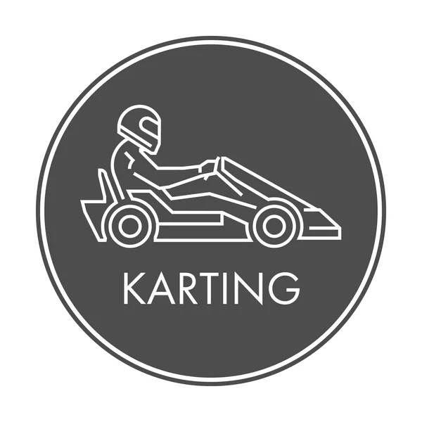 Linha e logotipo karting plana e símbolo. Silhueta figuras kart r — Vetor de Stock