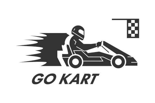 Vector black flat karting logo and symbol. — Stock Vector