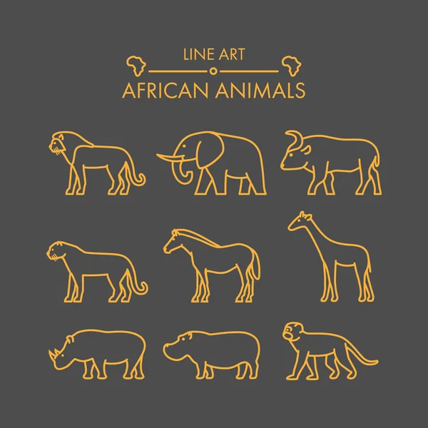 Vektör hat Afrika hayvanları Icon set.
