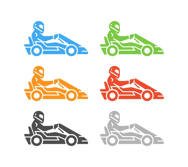 Logotipo e símbolo de karting plano vetorial . — Vetor de Stock