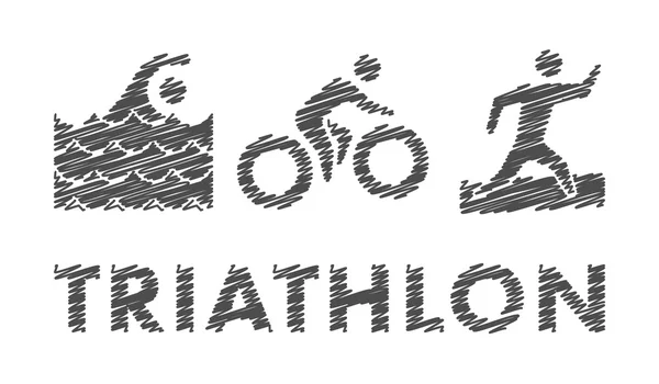 Vector potlood triatlon logo en symbool. — Stockvector