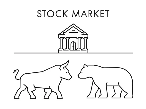 Concetto di linea per mercato azionario. Toro vettore e orso . — Vettoriale Stock