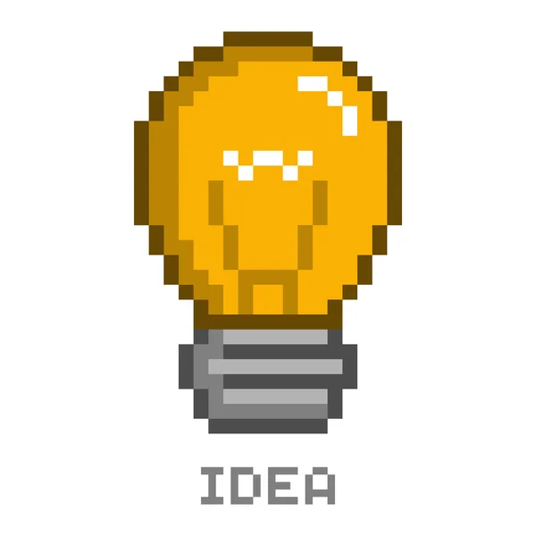 Vector pixel art lightbulb and idea for business. — Stock Vector