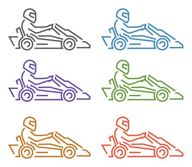 Vektör ince doğrusal karting logo ve simge.