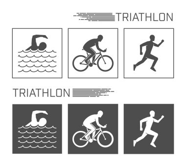Beyaz bir arka plan üzerinde düz logosunun triatlon. 