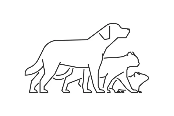 Linha preta logotipo animais de estimação clínica. Vectior linha animais de estimação em um fundo branco . — Vetor de Stock