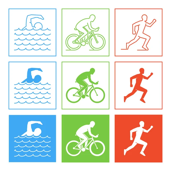 Colored pencil drawing of the logo triathlon. — Stock Vector