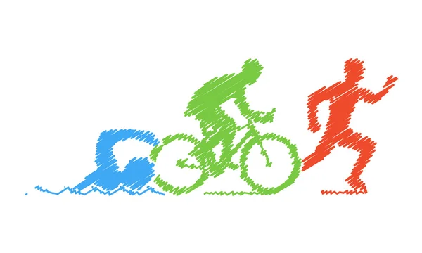 Renkli logo triatlon karakalem. Rakamlar triatlet
