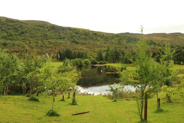 Utsikt Ner Från Skottlands Kullar Till Dalgångar Floder Och Dalgångar Stockbild