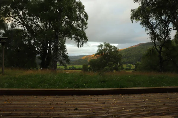 Una Vista Giù Dalle Colline Della Scozia Verso Glens Fiumi — Foto Stock