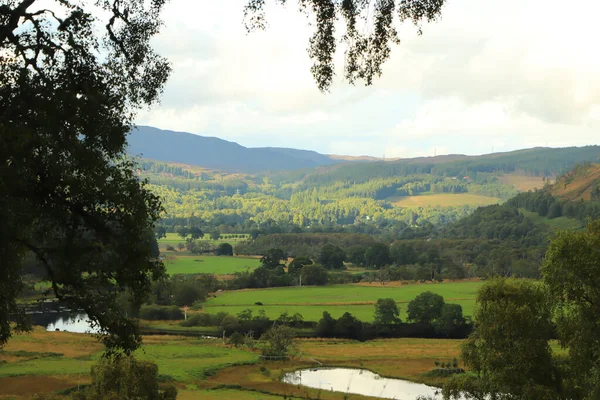 Una Vista Desde Las Colinas Escocia Hasta Las Cañadas Ríos — Foto de Stock