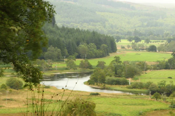 Blick Von Den Schottischen Hügeln Hinunter Den Schluchten Flüssen Und — Stockfoto