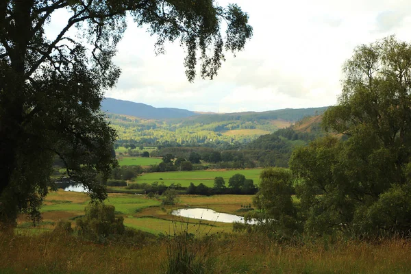 Une Vue Vers Bas Des Collines Écosse Aux Vallées Rivières — Photo