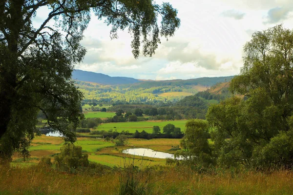 Blick Von Den Schottischen Hügeln Hinunter Den Schluchten Flüssen Und — Stockfoto