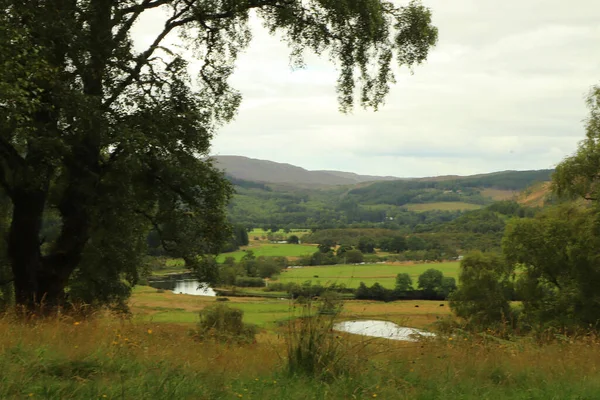 Una Vista Giù Dalle Colline Della Scozia Verso Glens Fiumi — Foto Stock