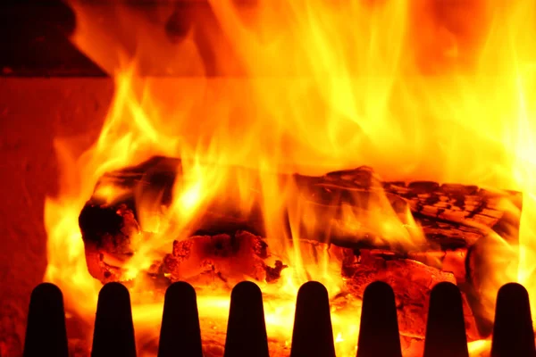 Blazing Fire Place Cold Evening — Stock Photo, Image