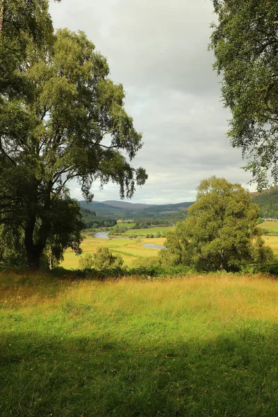 Utsikt Ner Från Skottlands Kullar Till Dalgångar Floder Och Dalgångar — Stockfoto