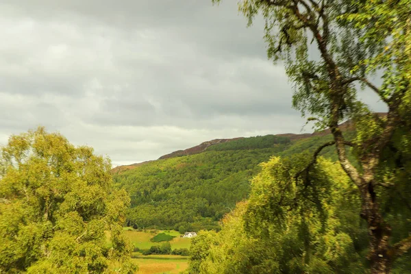 Una Vista Giù Dalle Colline Della Scozia Verso Glens Fiumi — Foto Stock