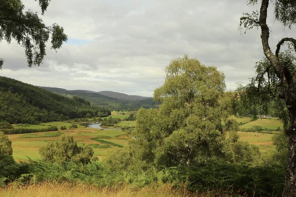 Blick Von Den Schottischen Hügeln Hinunter Den Schluchten Flüssen Und — Stockfoto