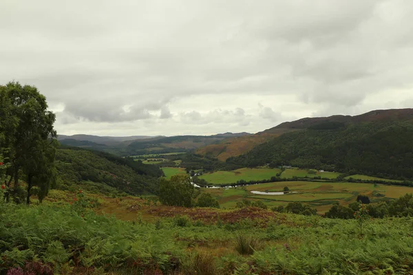Una Vista Desde Las Colinas Escocia Hasta Las Cañadas Ríos — Foto de Stock