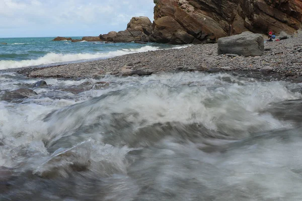 Heddon River Flowing Valley Rocky Ground — Stock Photo, Image