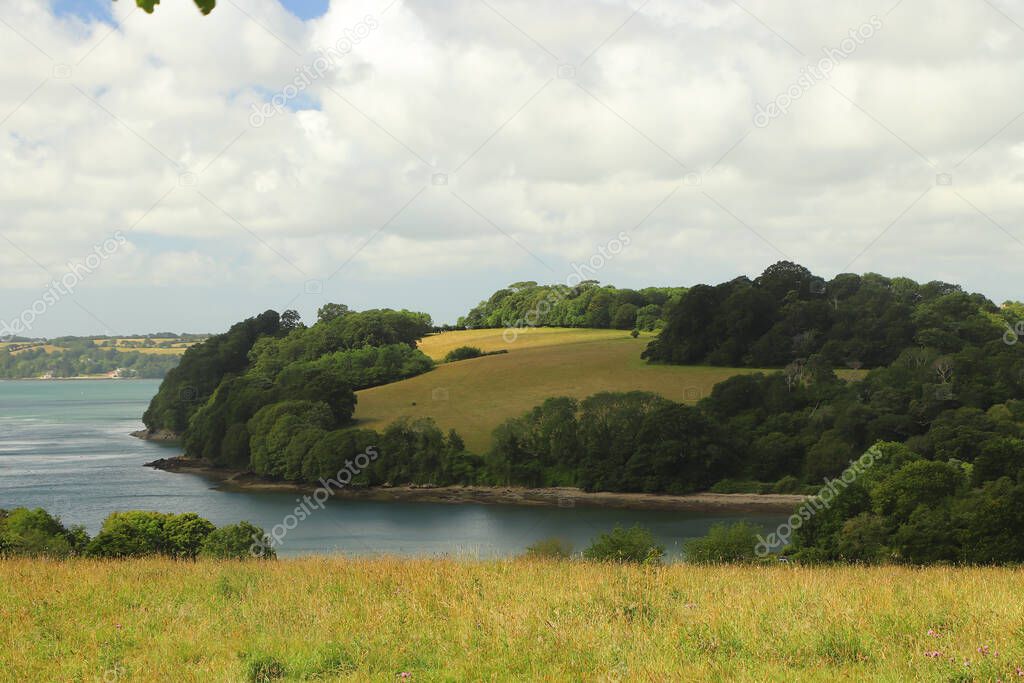 View over the river Fal from the meadows of Trelissick gardens