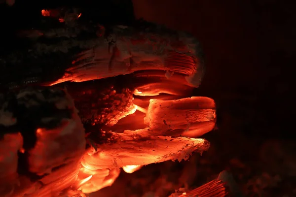 Nyílt Tűzben Égő Rönkök Stock Kép