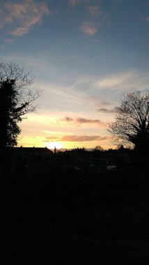 Hertford 'daki Hartham Parkı' nda kışın gün batımı