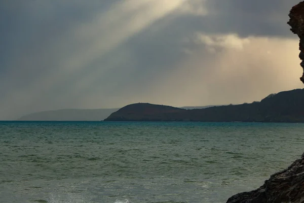 Panoramic View Headland Atlantic Ocean South Coast Cornwall England Beach — Stock Photo, Image