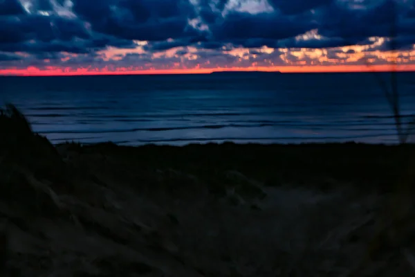 Vista Panorâmica Das Dunas Areia Baía Croyde Para Mar Para — Fotografia de Stock