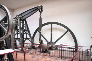 Münih, Almanya - 14 Eylül 2018: Alman Müzesi 'nde her türlü eski buhar makineleri sergisi. 