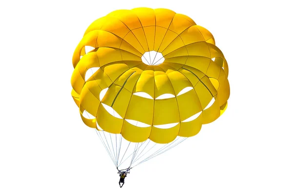 Bright Yellow Parachute White Background Isolated — Stock Photo, Image