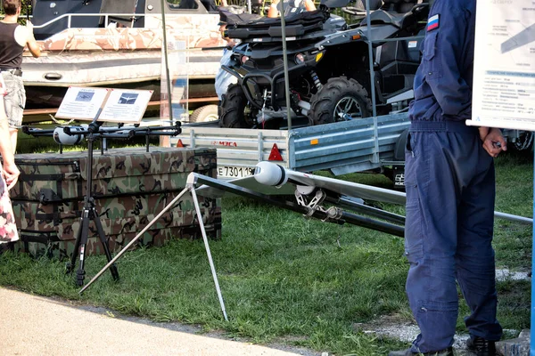 軍用警察ドローン機器 Abakan Russia 2018年8月21日 — ストック写真