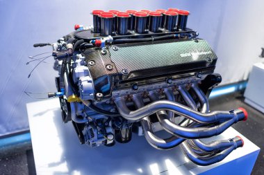 BMW Motorsport V 12 motoru BMW Müzesi: Münih, Almanya - 14 Eylül 2018: 