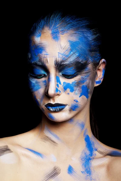 Woman with fantasy blue  make up — Stock Photo, Image