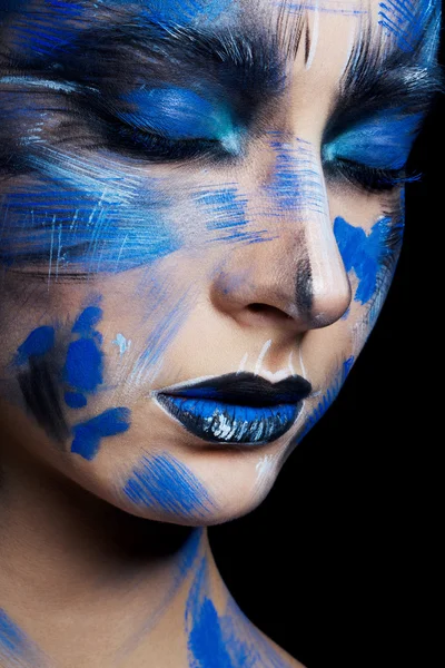 Woman with fantasy blue  make up — Stock Photo, Image