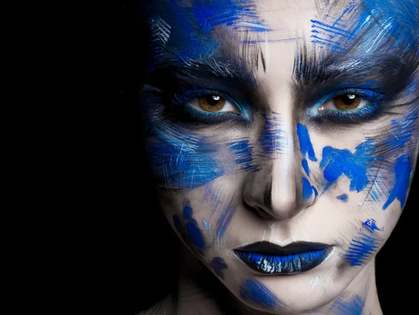 Woman with fantasy blue  make up — Stock Photo, Image