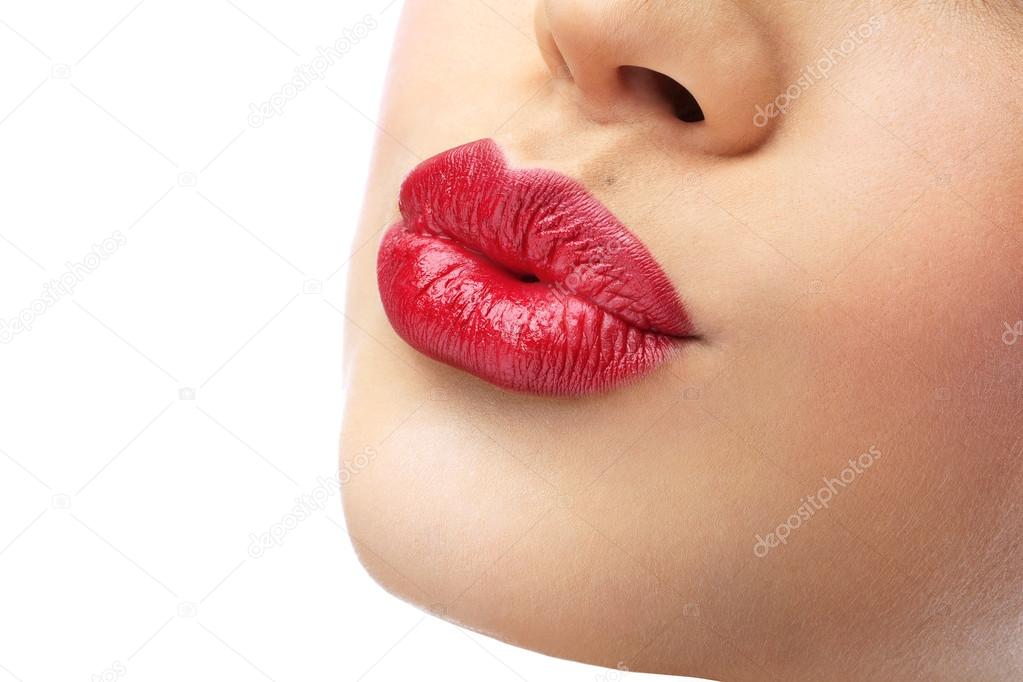 Female lips kissing