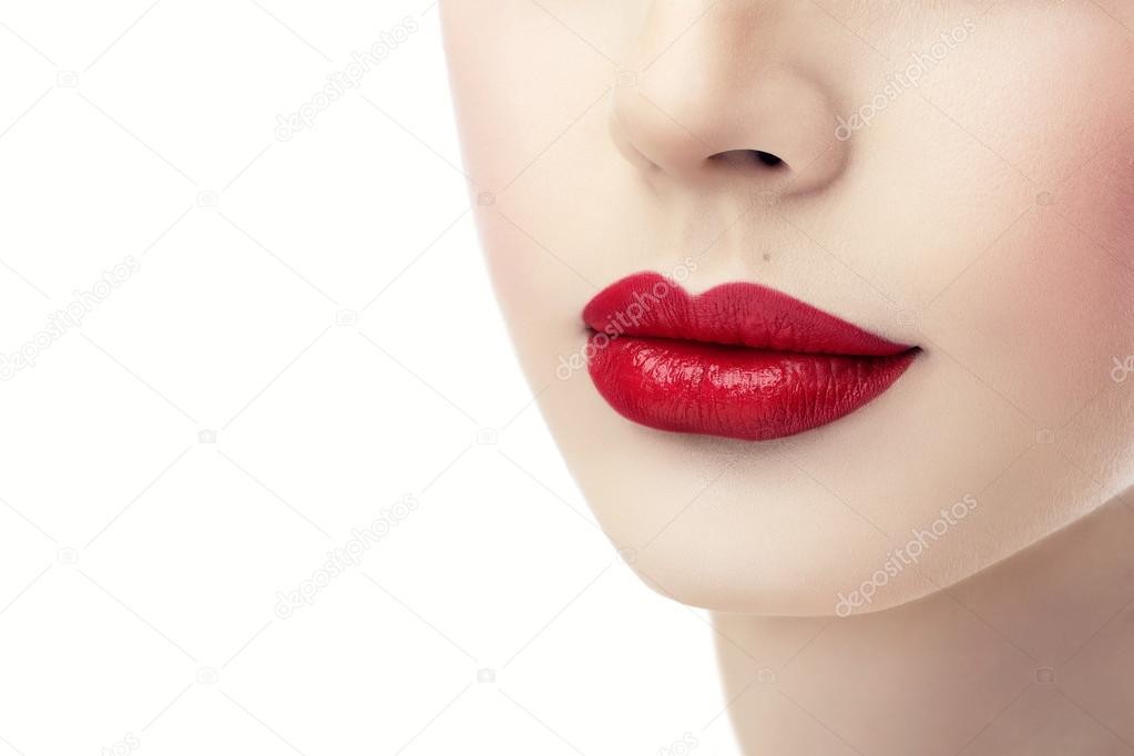 smile female red lips