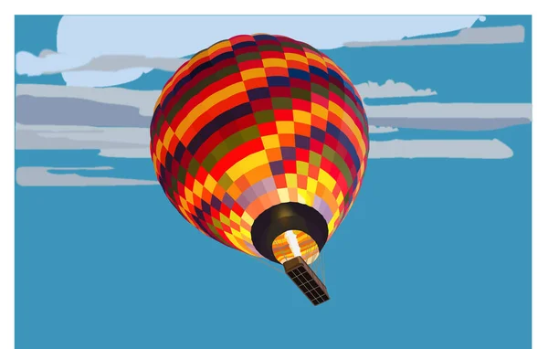 Ilustración a color de un globo aerostático en vuelo — Vector de stock